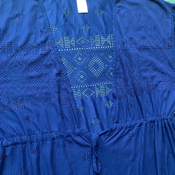 Dotti laser cut tunic blue beach cover up plus size 2X - Picture 3 of 5